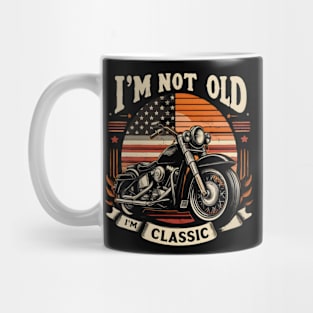 Vintage Biker America Flag Funny Motorcycle Bike Rider I'M not old I'm Classic Mug